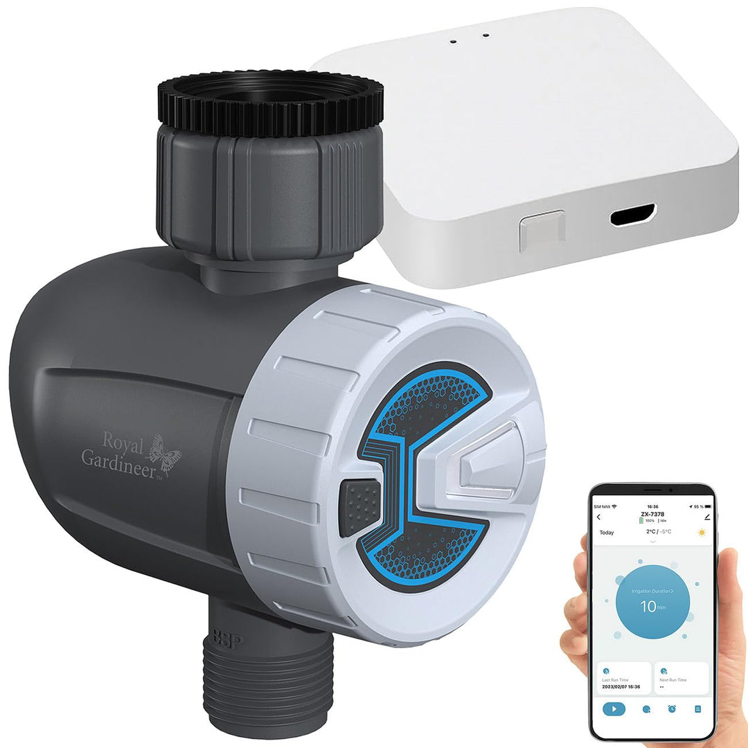 Royal Gardineer WLAN Ventil: Smarter programmierbarer Bewässerungscomputer mit WLAN-Gateway & App (S