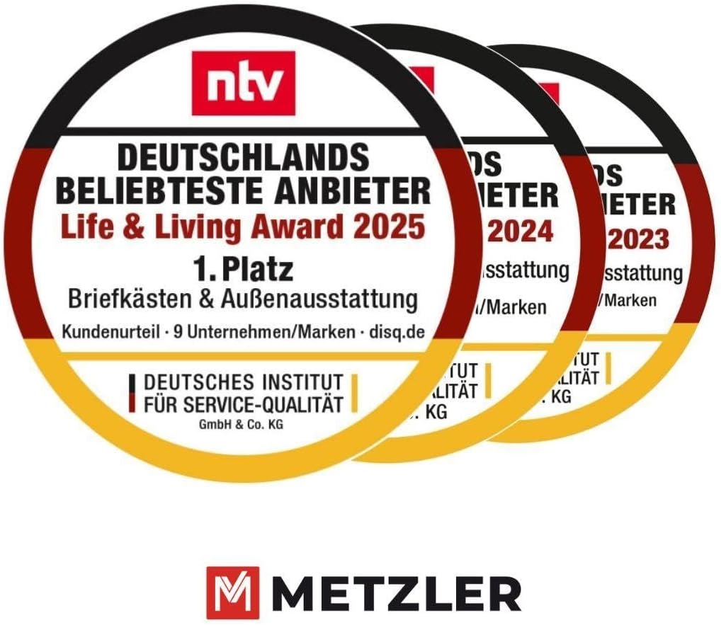 Metzler moderner Briefkasten DB703 Eisenglimmer personalisiert mit Edelstahl-Namensschild, modern, a