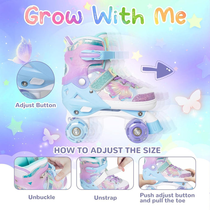Nattork Kinder Rollschuhe, Rollschuhe Mädchen mit 4 Grössen Einstellbare, Rollschuhe für Mädchen Anf