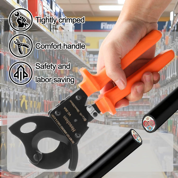 Heschen Ratchet Kabelschneider VC-36A verwenden für 36mm / 300mm² Abisolierzange Hand Crimpzange