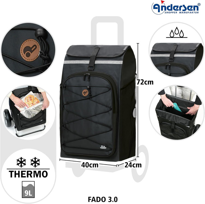 ANDERSEN Einkaufstrolley - Royal Shopper Plus Fado 3.0 schwarz 74 L Einkaufswagen, Freizeit, gross,