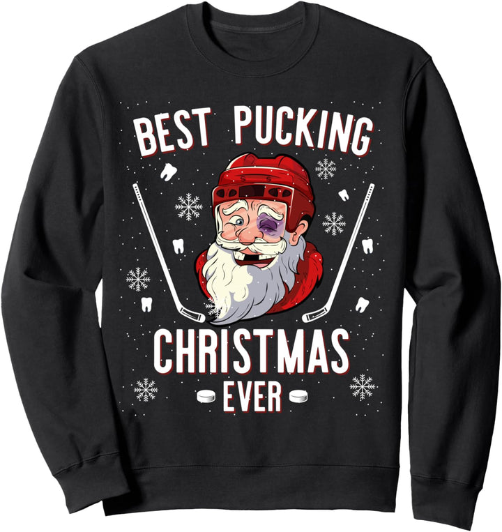 Lustiges Weihnachtsmann Eishockey Best Pucking Christmas Sweatshirt