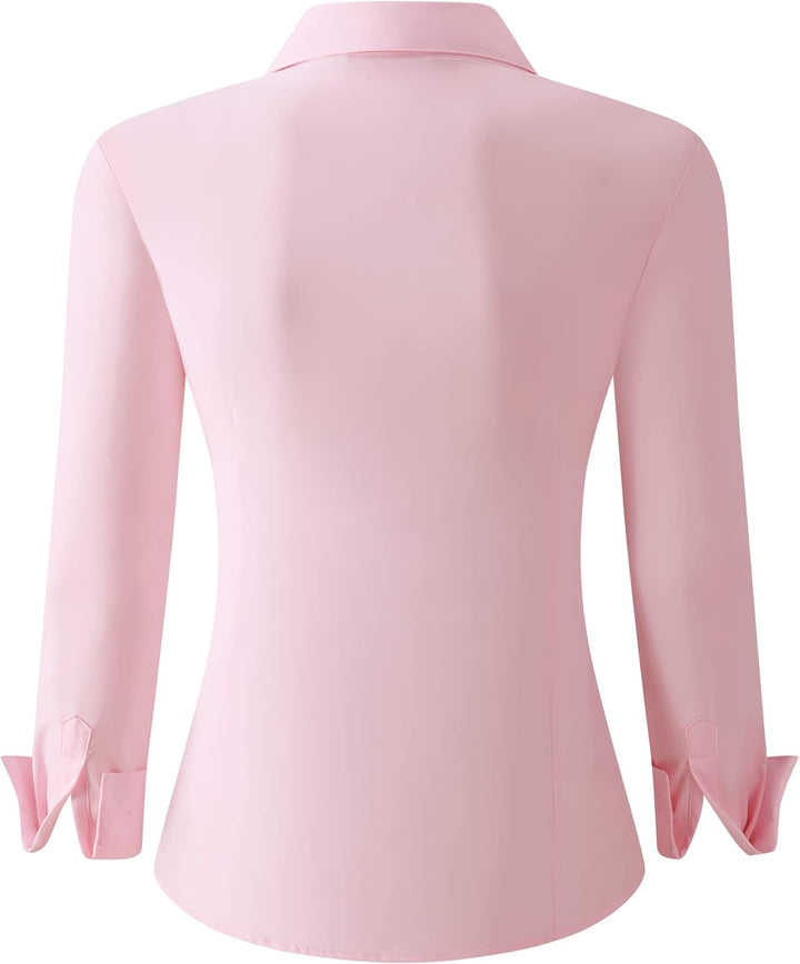 Alex Vando Bluse Damen Langarm Hemd Damen Stretch – Business Button Down Shirts, Bügelfrei Arbeitshe