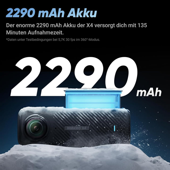 Insta360 X4 Adventure Bundle - 8K wasserdichte 360 Action Kamera, 4K Weitwinkel-Video, unsichtbarer