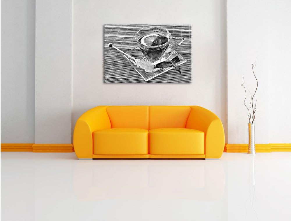 Pixxprint Tasse Tee mit Minze als Leinwandbild/Grösse: 100x70 / Wandbild/Kunstdruck/fertig bespannt,