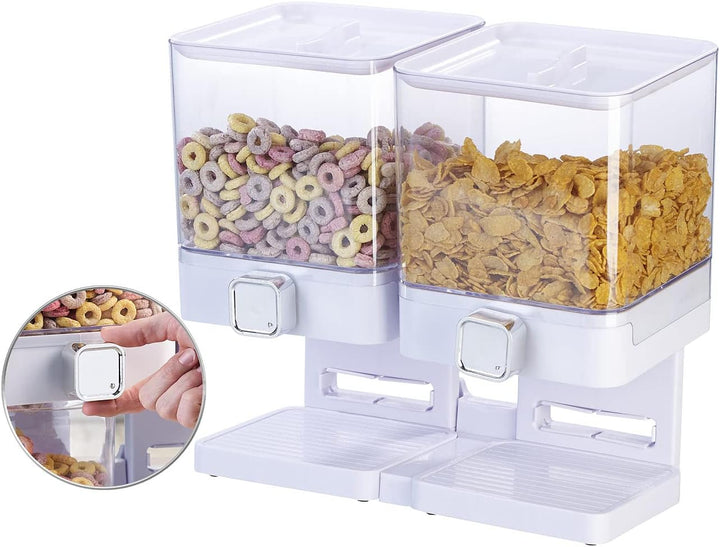 Rosenstein &amp; Söhne Müsli Aufbewahrung: Doppel-Spender für Cerealien &amp; Snacks, 33,5 x 30,5 x 16,5 cm,