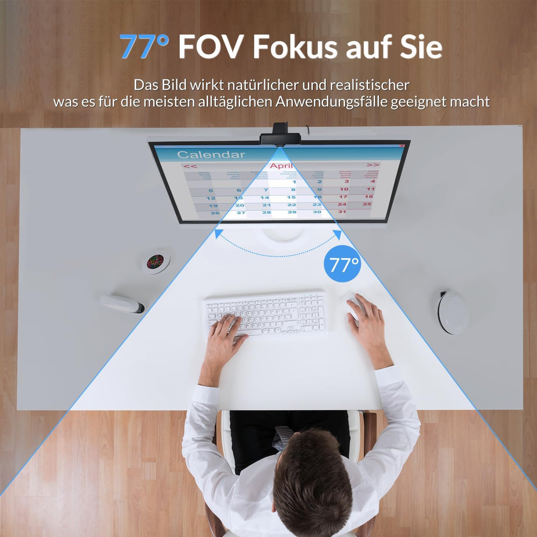 4K Webcam für PC, 4K UHD 1/2.55" Sony Sensor, Autofokus, Datenschutzabdeckung und Stativ, Dual Mikro