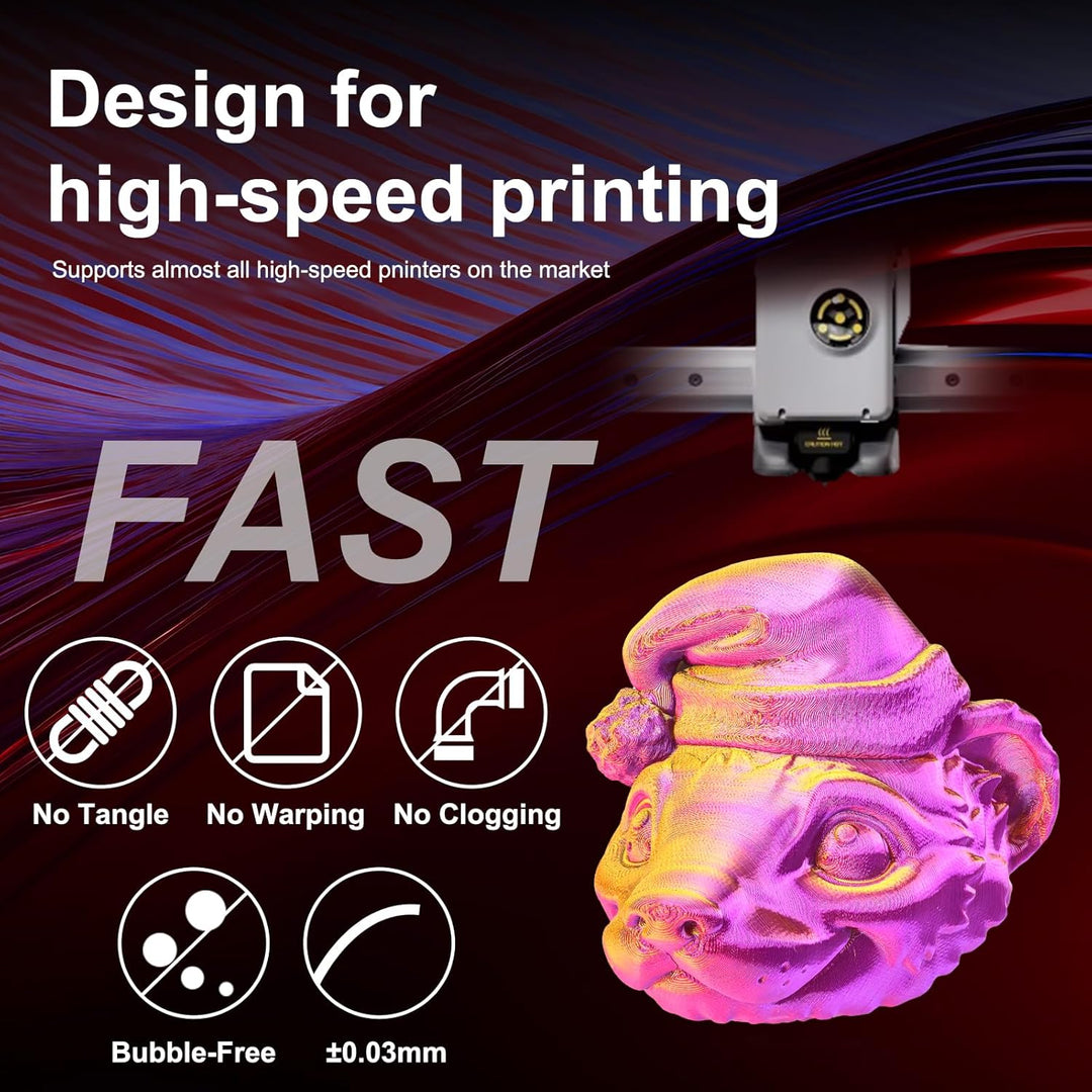 ERYONE Dreifarbiges Seiden PLA Filament 1.75mm,Seidiges Mehrfarbiges PLA-Filament für 3D-Drucker +/-