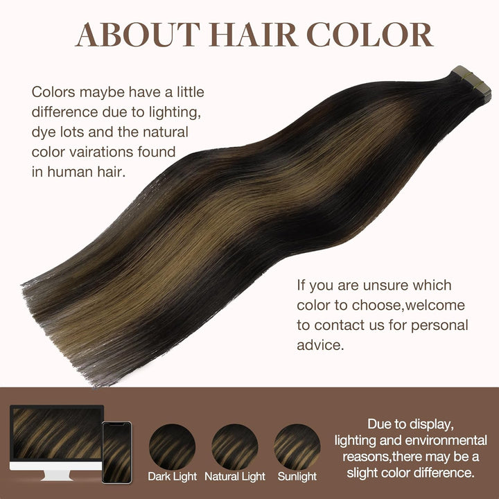 GOO GOO Tape in Extensions Echthaar, Tape Extensions Echthaar, 35cm 50g 20pcs, Extensions Echthaar,