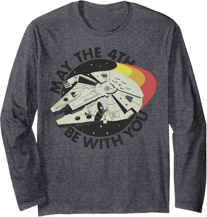 Star Wars Millennium Falcon May The 4th Be With You Retro Langarmshirt