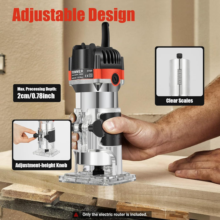 800W Electric Hand Holz Oberfräse Kantenfräse Wood Fräsmaschine 30000 U/min 1/4" Hand Trimmer Multif