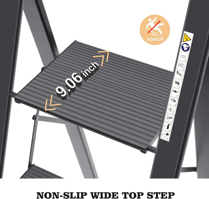 KINGRACK Leiter Aluminium, Trittleiter 4 stufen klappbar, leiter 4 stufen mit Handlauf, rutschfeste
