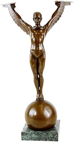 Kunst & Ambiente - Icarus Art Deco Skulptur aus Bronze - signiert Gennarelli - Mythologische Figur -