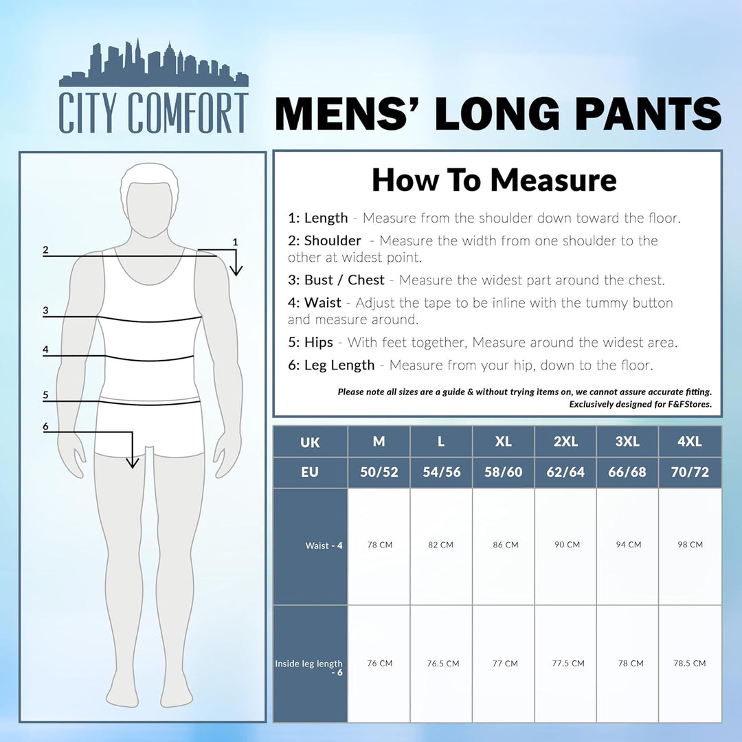 CityComfort Herren Schlafanzughose Lang mit Seitentaschen & elastischem Bund, 2er Pack XL Bund mit K