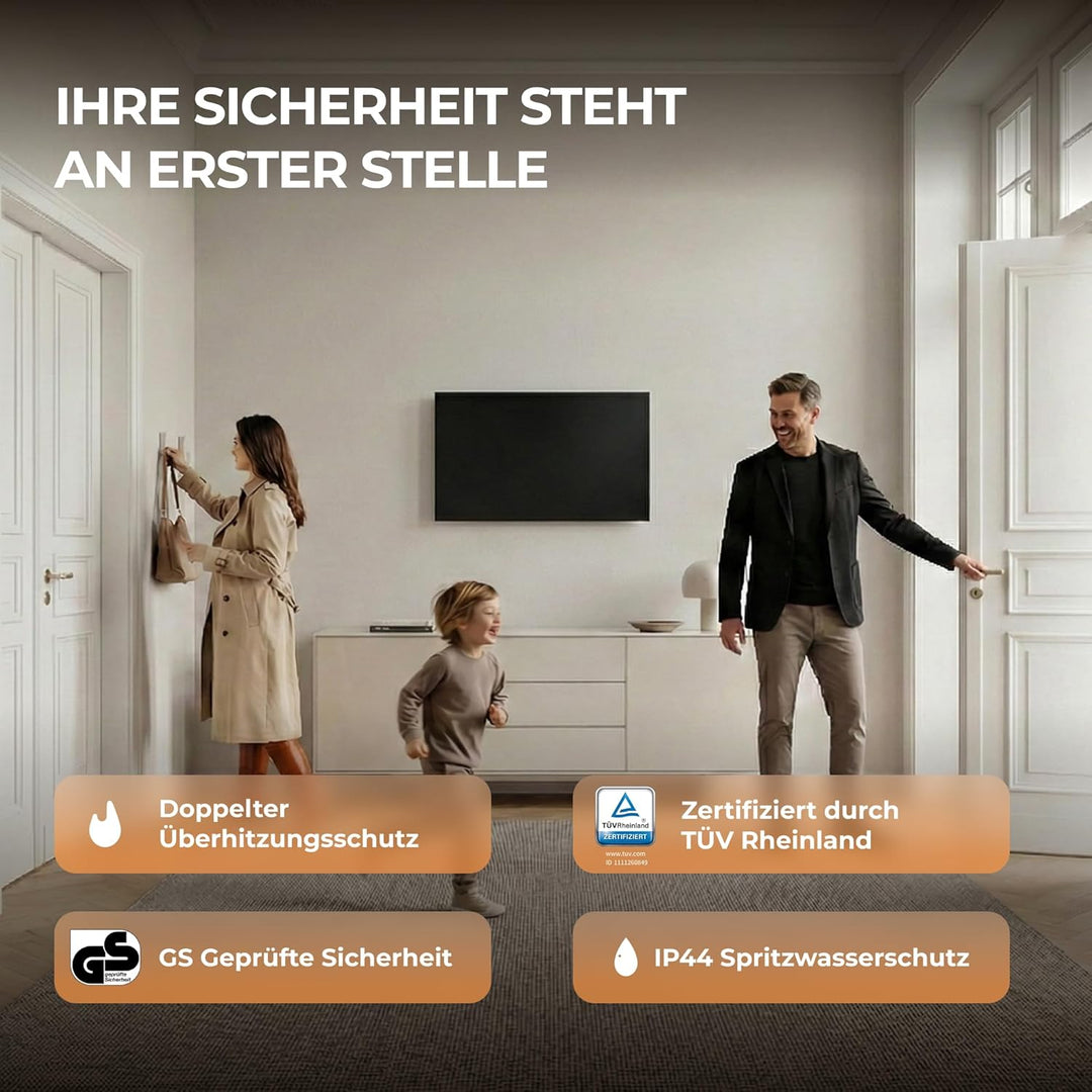 BR Bringer Infrarotheizung 1000 Watt - mit Thermostat und Fernbedienung - Infrarot Elektroheizung En