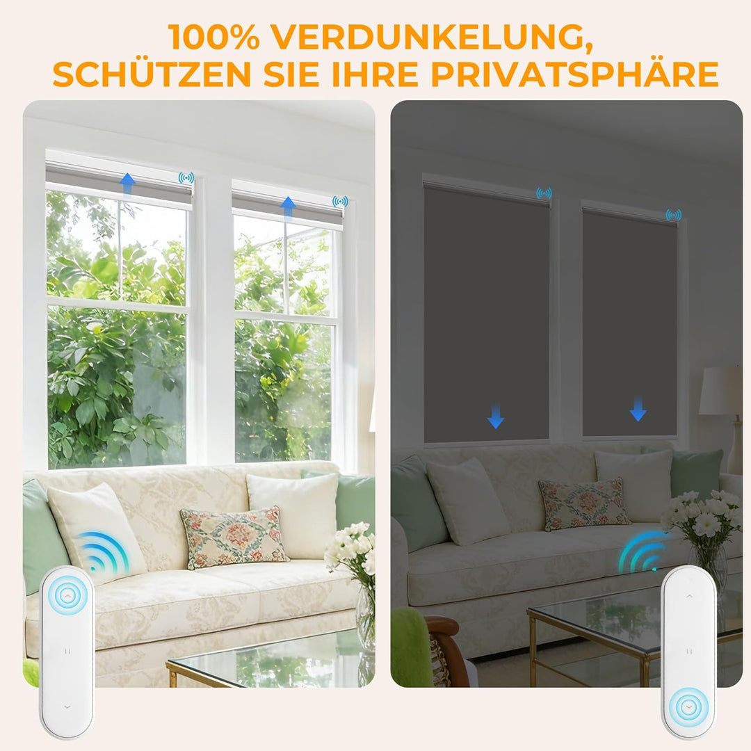 HOMEDEMO M100 Elektrische Rollos Verdunkelungsrollo mit Motor & Fernbedienung, Grau 45x100cm, Verdun