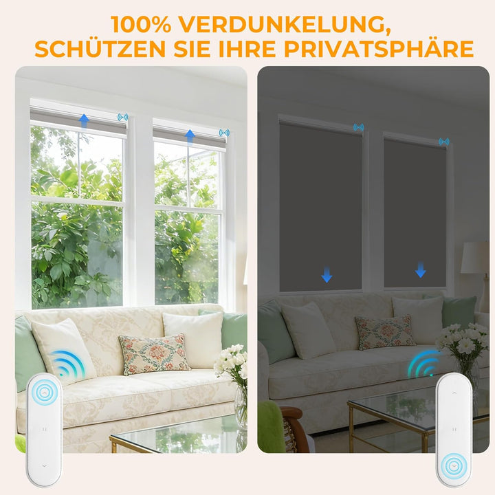 HOMEDEMO M100 Elektrische Rollos Verdunkelungsrollo mit Motor & Fernbedienung, Grau 45x100cm, Verdun
