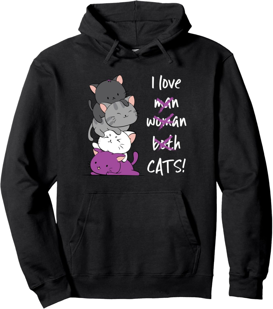 Asexueller Stolz Kawaii Katze Stapel Anime Pullover Hoodie