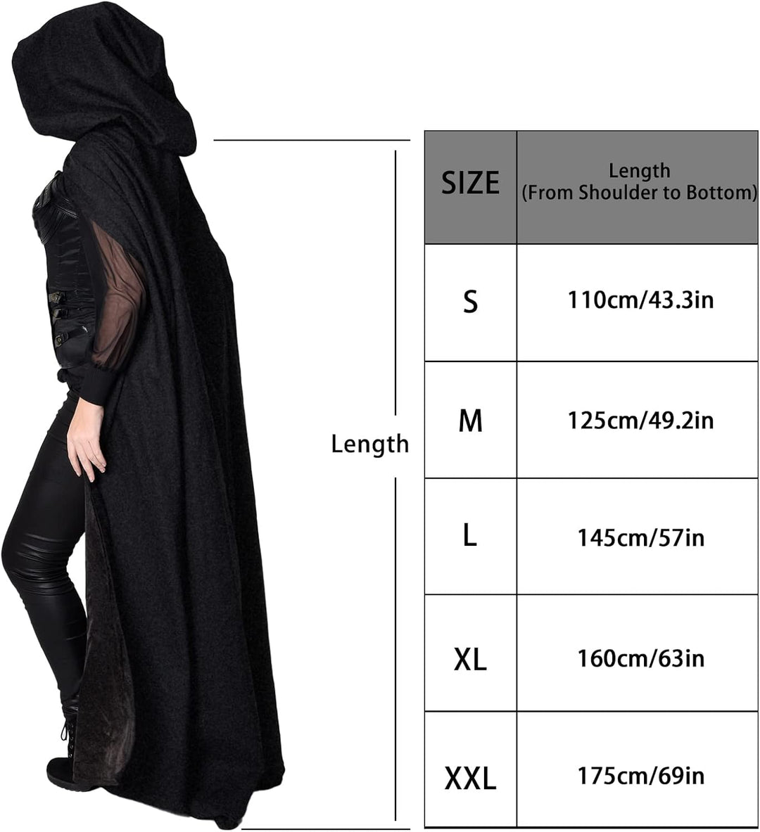 Halloween kostüm, Umhang Halloween Unisex umhang Cosplay kostüm Samt Kapuzenumhang Schwarz XL, Schwa