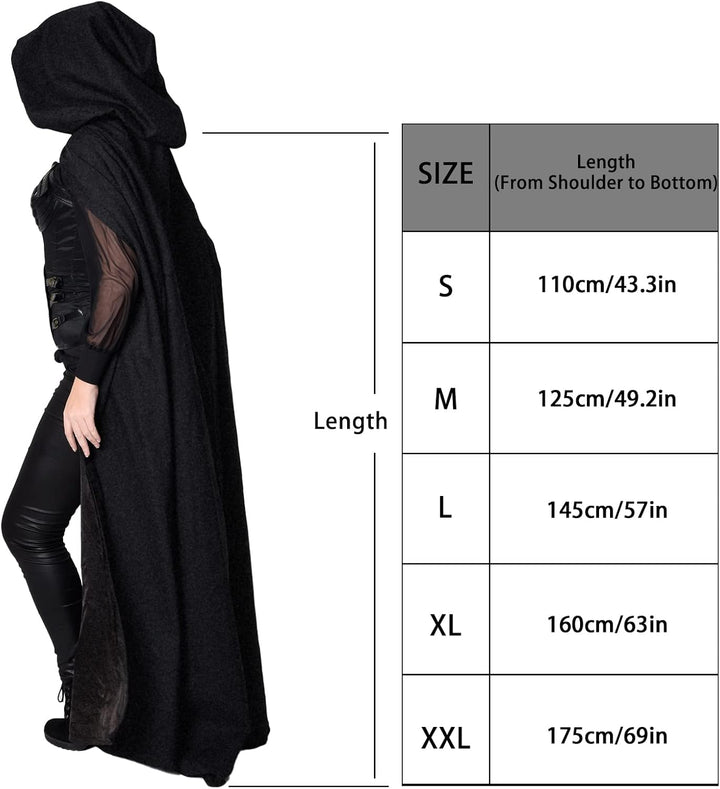 Halloween kostüm, Umhang Halloween Unisex umhang Cosplay kostüm Samt Kapuzenumhang Schwarz XL, Schwa