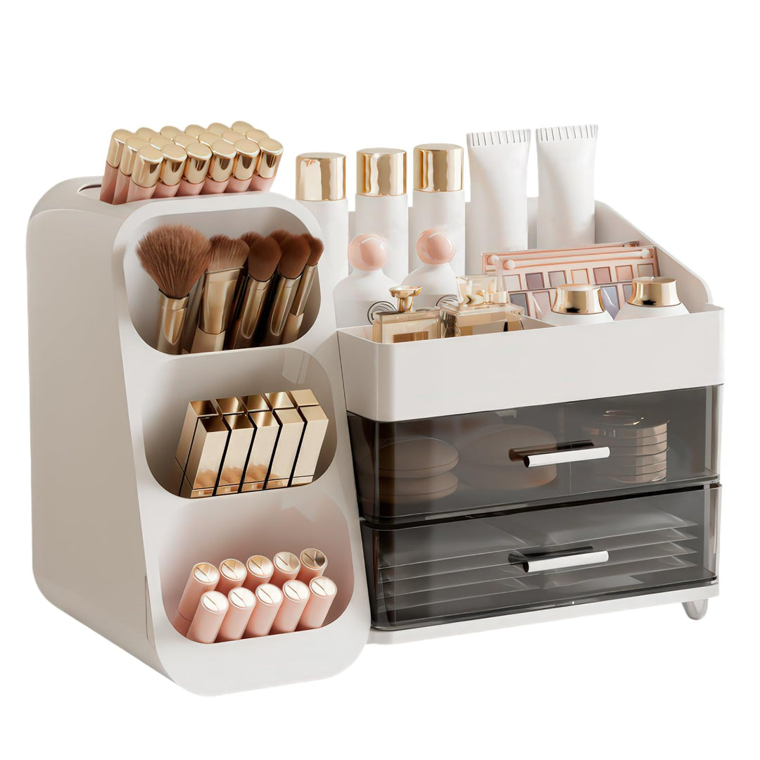 Make Up Kosmetik Organizer mit 2 Schubladen, Multifunktion Schminktisch Organizer, Einfache Aufbewah