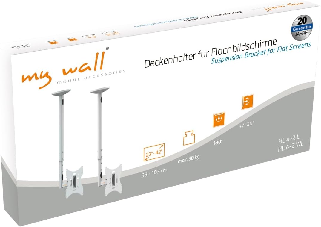 mywall HL4-2L VESA Deckenhalterung für LCD / LED / Plasma Fernseher 23° (58 cm) - 42" (107 cm) silbe