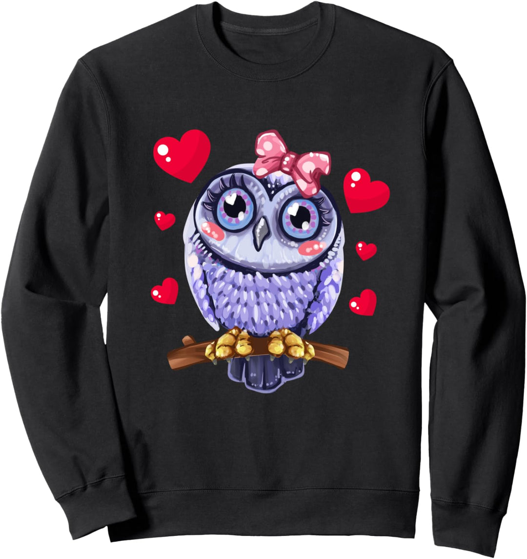 Süsse Eule Mit Herzen Mädchen Damen Eulen Sweatshirt