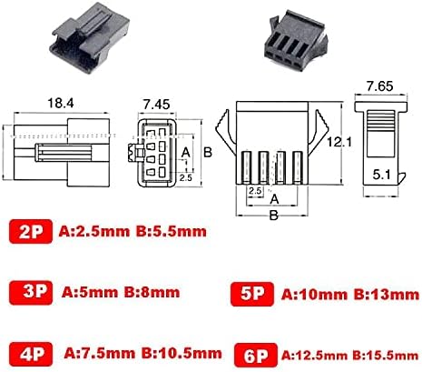 Ruidee 740 Stück 2.5mm 2 3 4 5 6 Pin JST SM Anschluss Männlich und Weiblich Stecker Gehäuse Adapter