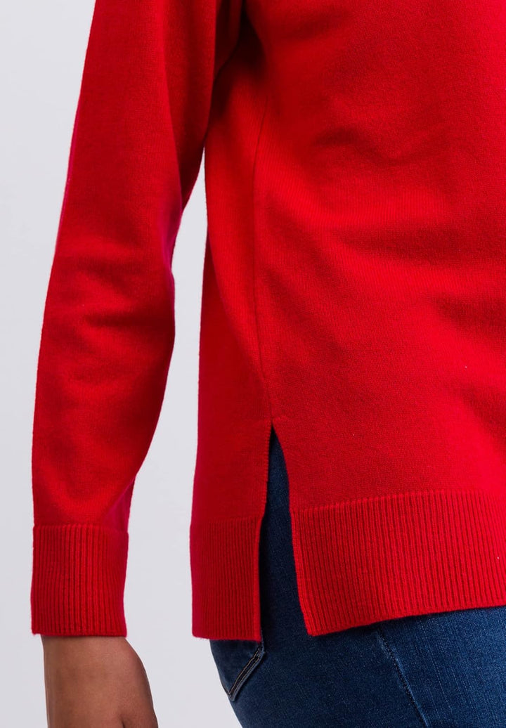 100% Kaschmir Damen Pullover mit geradem Schnitt und Seitenschlitz | Sweater Rundhalsausschnitt 2-fä