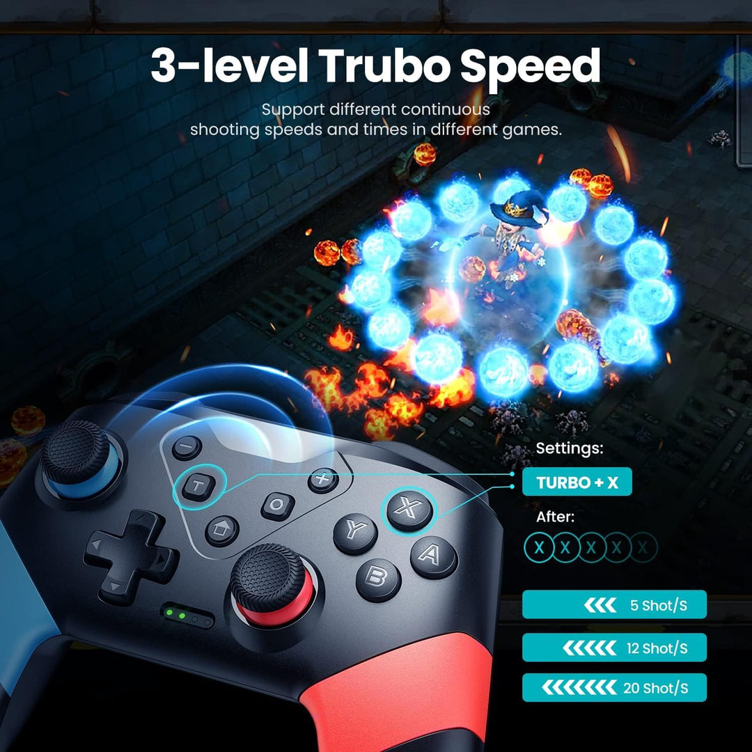 VOYEE Wireless Switch Controllers kompatibel mit Switch/Lite/OLED, Pro Gamepad mit Programmierung Tu