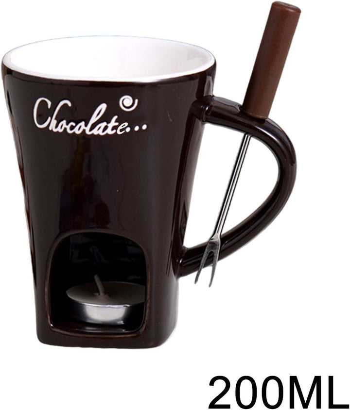 Schokoladen Fondue Set - Schokofondue Teelicht Beheizt, Mit Fondue Gabeln, Keramik-Schokoladen-Schme