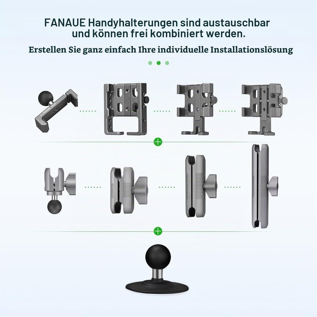 FANAUE 1 Zoll Kugelkopf Magnetständer Halterung Kompatibel mit RAM Mount B Grösse Doppelsockelarm, 1