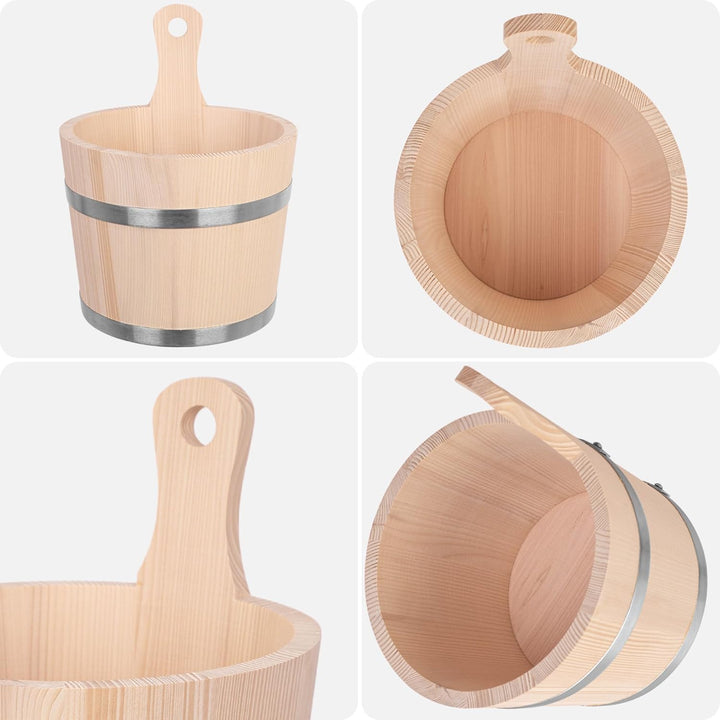 KADAX Saunakübel aus Holz, 5 Liter, Holzeimer mit Griff, Saunaeimer für Aufgüsse, Eimer aus Naturhol
