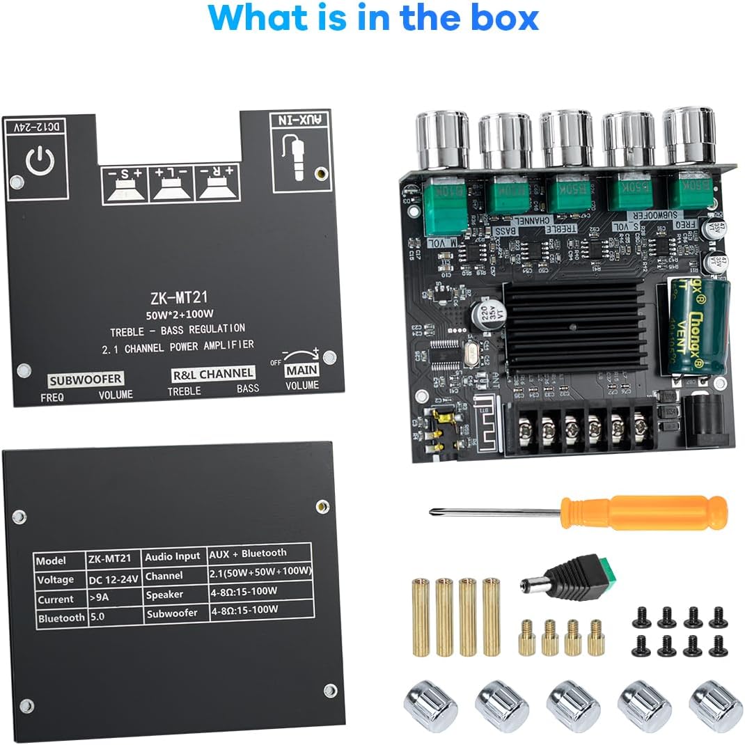 Hosyond ZK-MT21 2.1 Kanal Bluetooth Verstärker 50W+50W+100W Höhen Bass Regler für DIY Heimkino Lauts