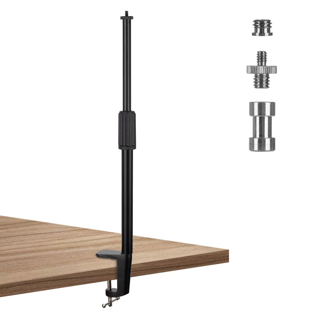 TARION Tisch Lichtstativ Klemmstativ 35-62cm einstellbar Licht Einbeinstativ mit 1/4 Schraube und 1/