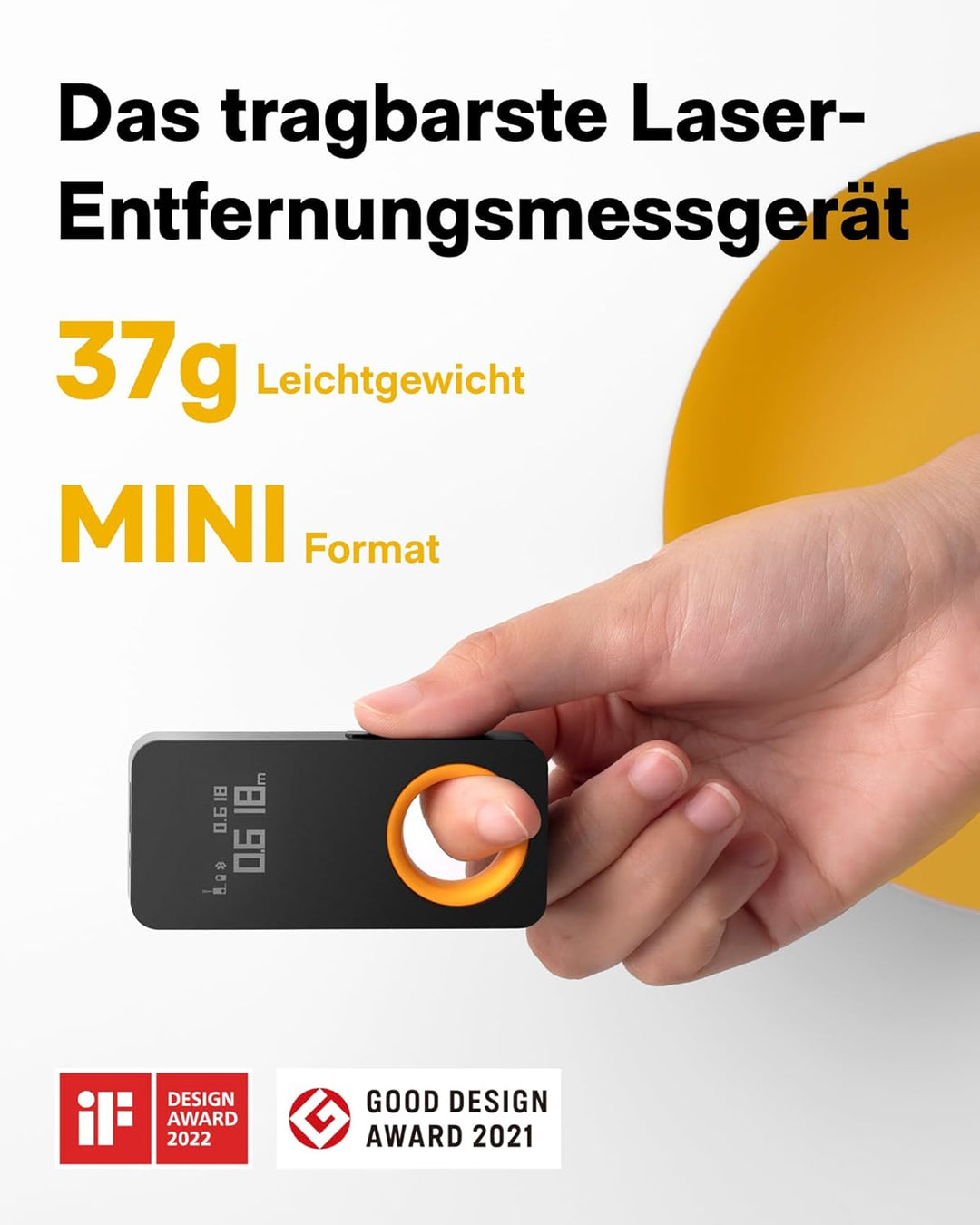 HOTO Laser Entfernungsmesser 30 m Messbereich, ±2 mm Genauigkeit, digitales Laser-Massband, Laser-Me
