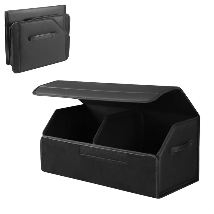 Auto Kofferraum Organizer aus PU Leder,Faltbare &amp; Wasserdichte Aufbewahrungsbox mit Deckel,Kofferrau