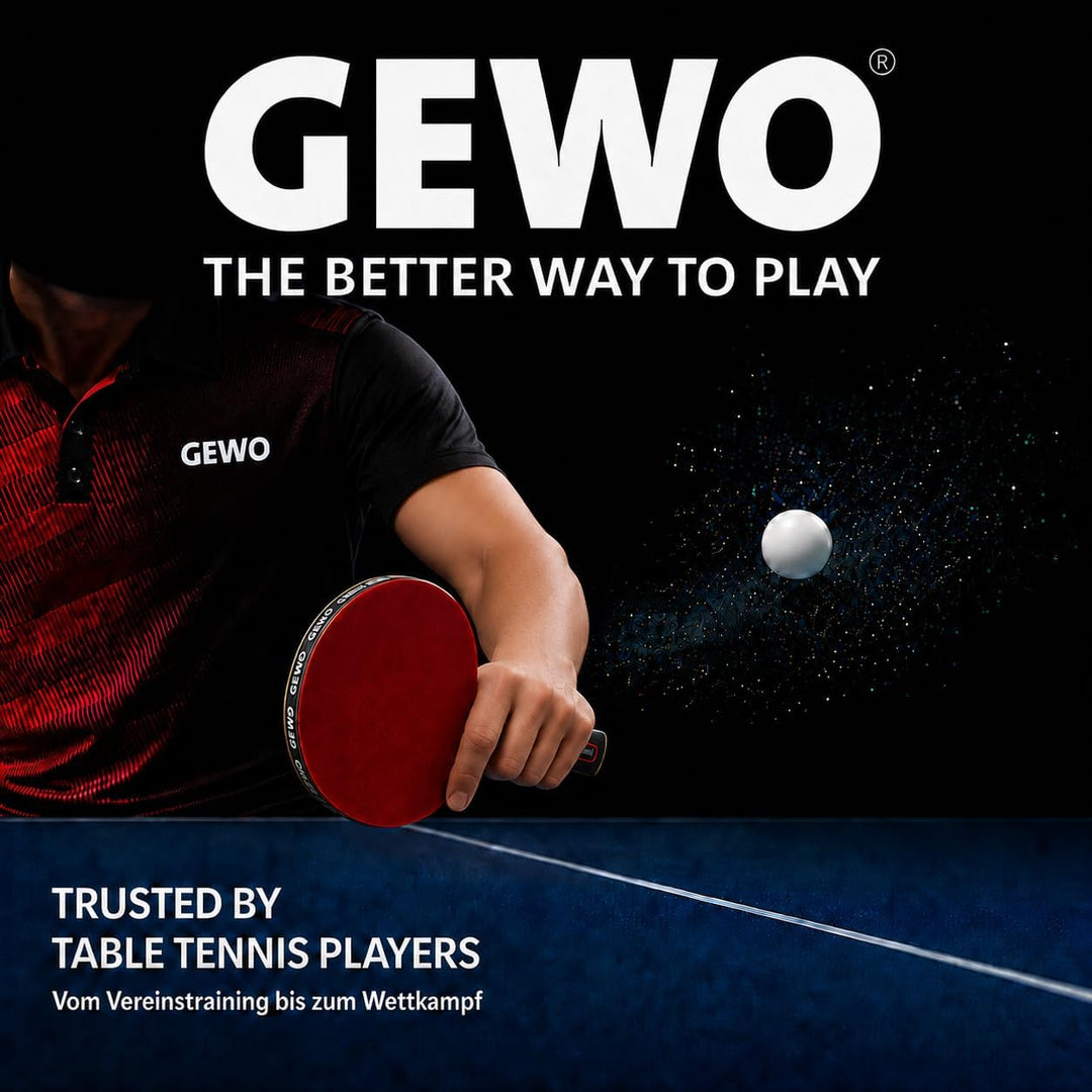 GEWO Family & Friends Tischtennisschläger-Set - 4 Tischtennisschläger für Hobby und Freizeit mit 8 T