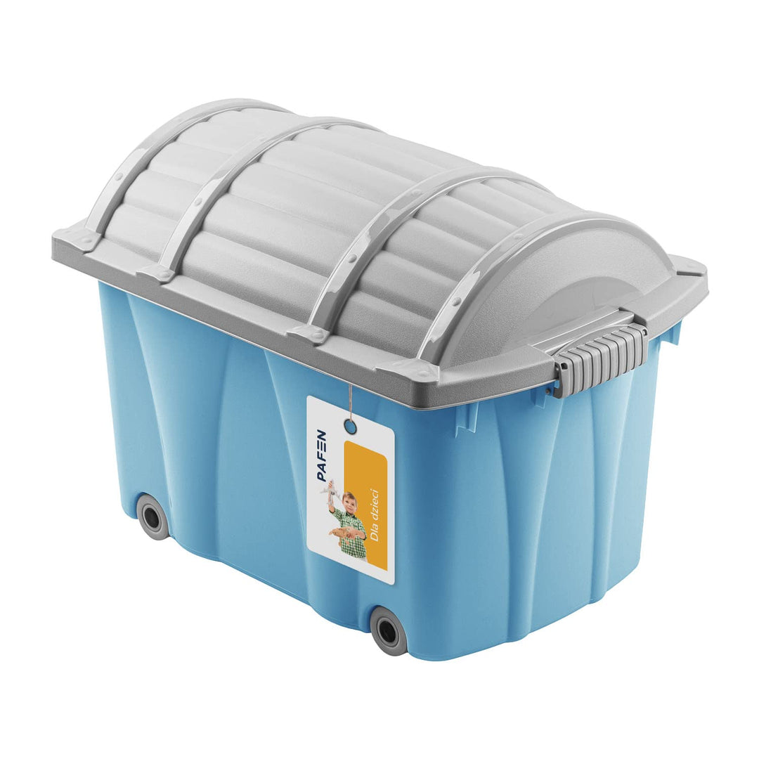 PAFEN Piraten Spielzeugkiste 49l mit Rollen - Schatzkiste 58 x 38,5 x 37,5cm - Spielzeugbehälter Auf