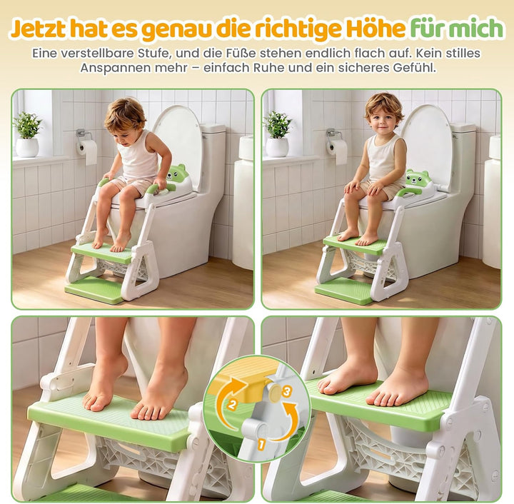 Orzbow Toilettensitz Kinder mit Treppe, Stabil Kinder Toilettensitz mit Dreiecksstruktur, Verlängert