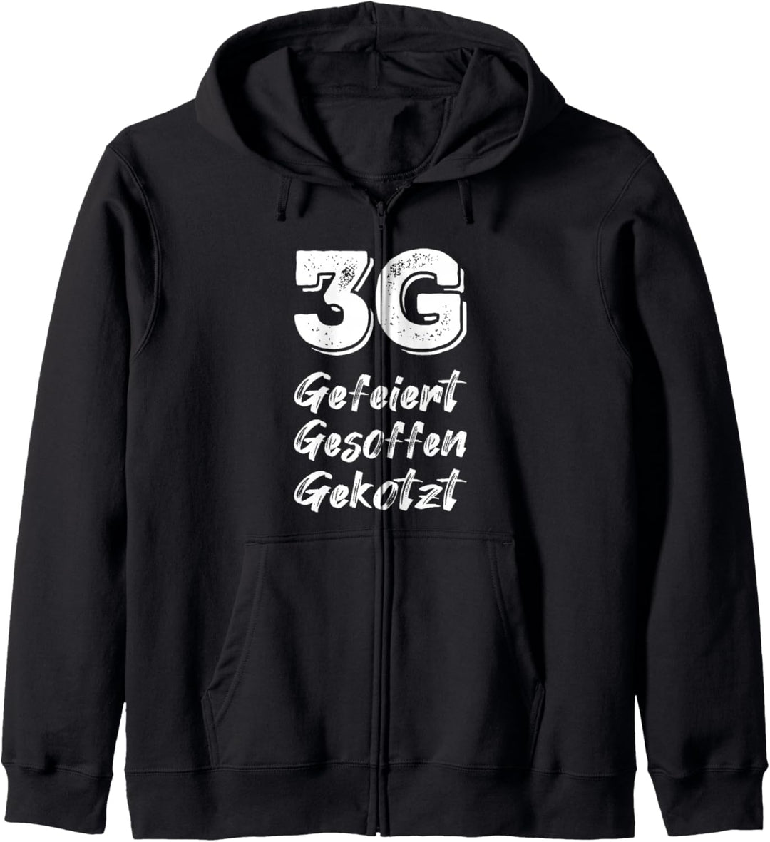 Saufregel 3G Gefeiert Gesoffen Gekotzt Lustiger Saufspruch Kapuzenjacke