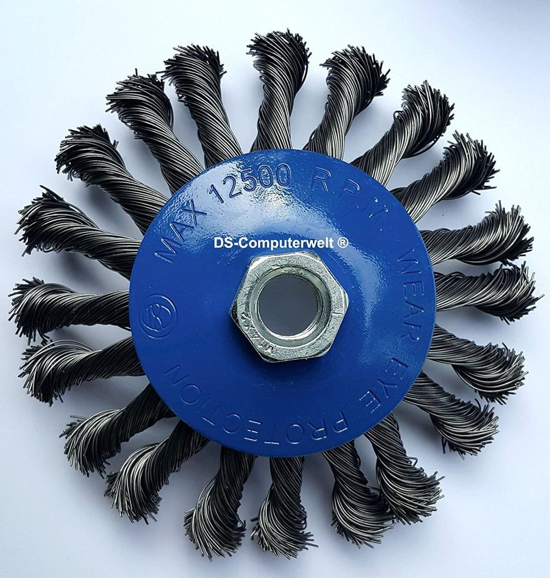 12 Kegelbürsten Ø 125 mm – gezopfte Schleifbürste – M14 x 2 Drahtbürste/Kegelbürste/Drahtbürste