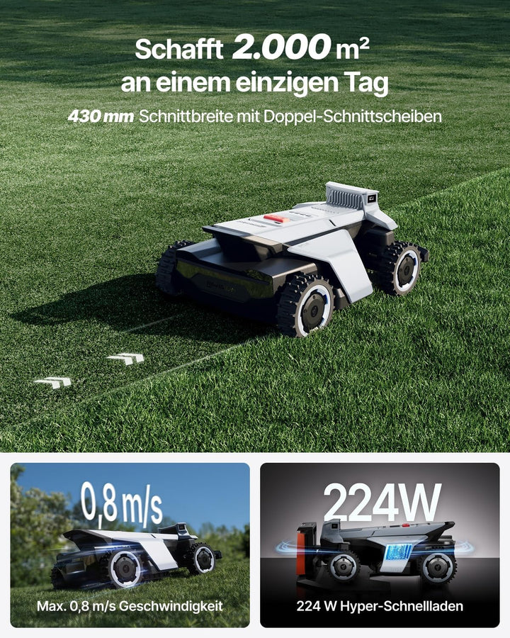 Segway Navimow X420 Mähroboter mit Garage X + 8 Sätze Klinge (separater Versand), für 2000 ㎡, Zero-T