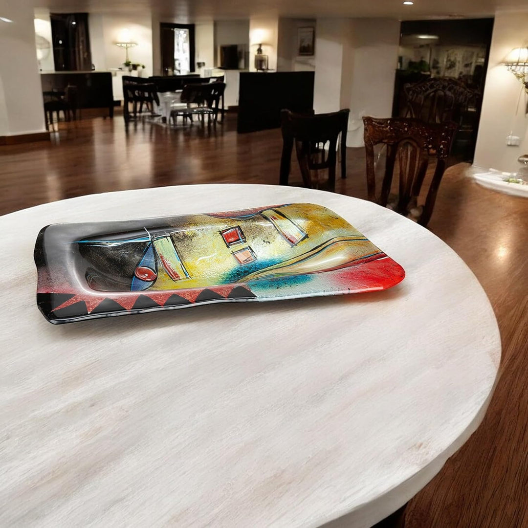 GILDE GLAS art Schale - Geschenke für Frauen - Deko Wohnzimmer 50 x 32 cm