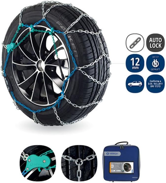 Veriga PC12-030 PRO COMPACT 12mm Schneeketten Satz (1 Paar= 2 Stück) manuelle Spannung für PKW 43930