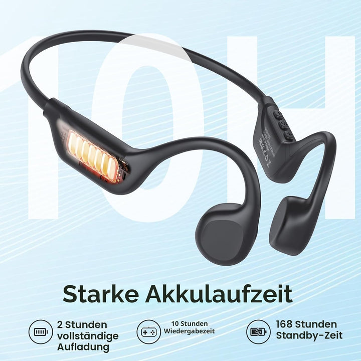 IFECCO Knochenschall Kopfhörer Bluetooth 5.4 - Open Ear Bone Conduction Kopfhörer Kabellos,IPX5 wass