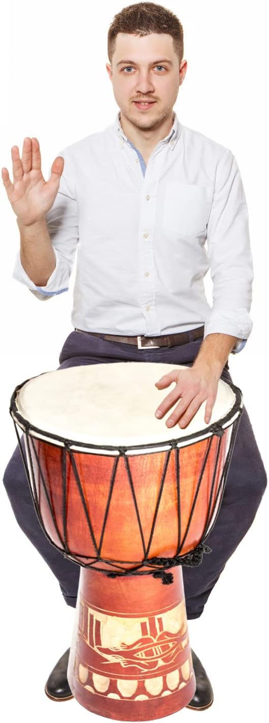 Grosse 60cm Djembe Holz Trommel Bongo Ziegenfell Gecko Holz A3