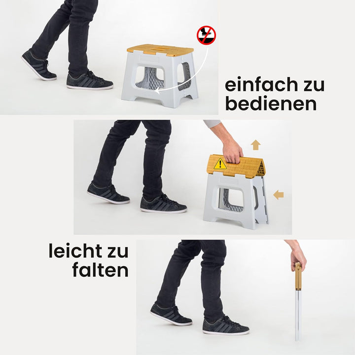 Vigar Kompakte Tritthocker Klappbar für Erwachsene, 27 cm, Klapphocker Faltbar 150 kg rutschfest, Le