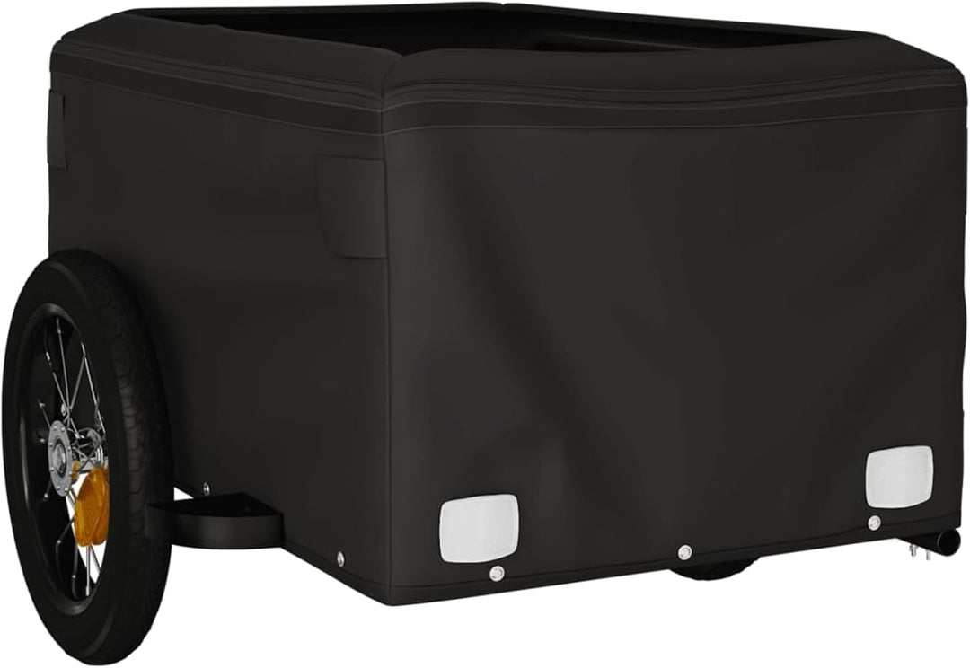 Fahrradanhänger 30kg Eisen Schwarz-Orange | Robustes Eisengestell, hohe Stabilität, wetterfest Grau,
