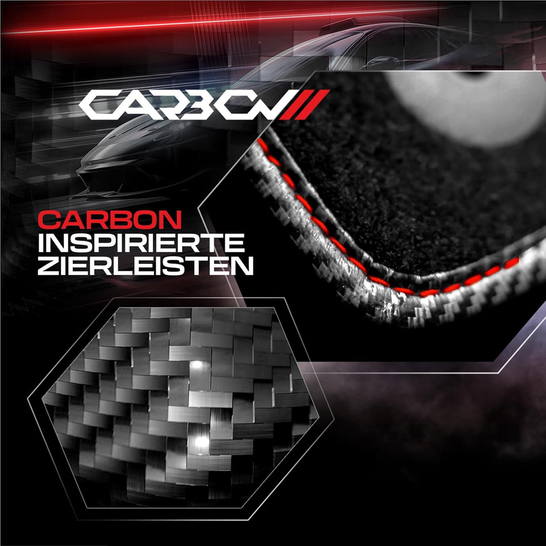 MOTOS Personalisierte Velours-Fussmatten Carbon Series passend für SEAT Ibiza V ab 2017 - Premium, C